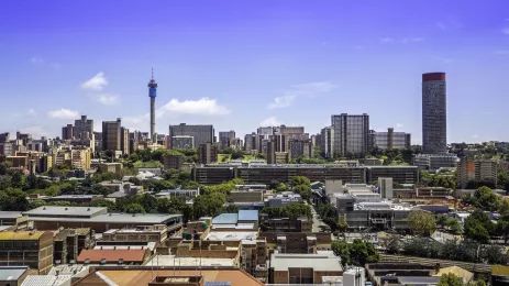 	Johannesburg cityscape with Communication Tower and Ponte apartments