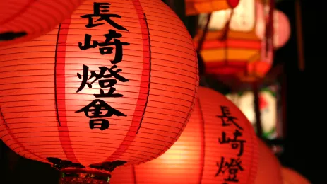 Nagasaki Red lanterns for Lantern Festival, Japan