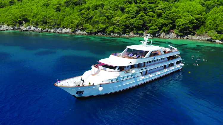 Beautiful MS Il Mare yacht on glistening croatian waters