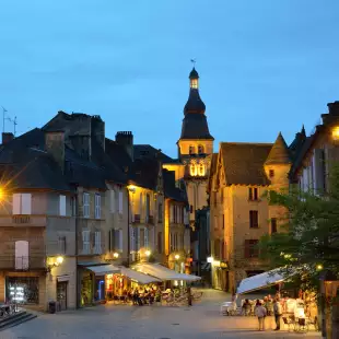 The medieval town, Sarlat-la-Caneda at the twilight in France