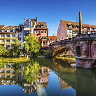 Old town on the Pegnitz River in Nuremberg, Germany