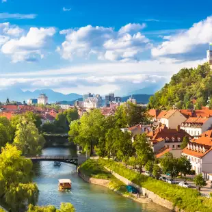 Cityscape of the Slovenian capital Ljubljana.