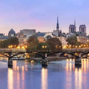 Île de la Cité island and the river Seine during sunrise, Paris