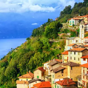 Small town on the Lake Como in northern Italy near Milan, Italy