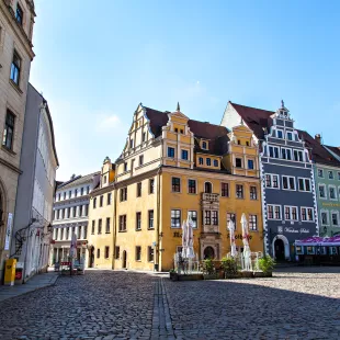 Colourful Marktplatz in Meissen town square, Germany