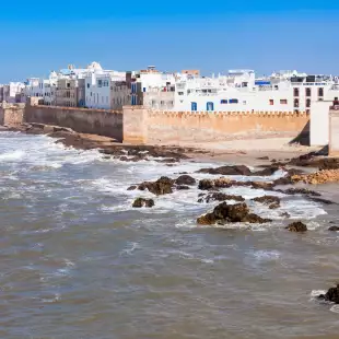 Essaouira coastline and Ramparts in Essaouira, Morocco.