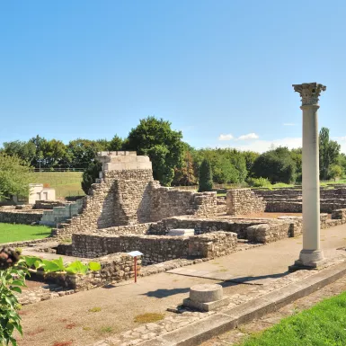 The ruins of the Roman baths at Aquincum city in Budapest, Hungary