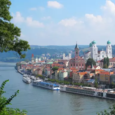 View on Passau, the city of three Rivers in Bavaria, Germany.