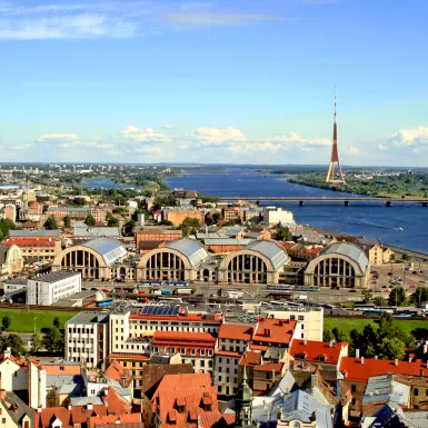 Top view of the ancient architecture building of Riga, the capital of Latvia