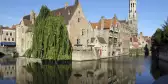 Waterfront buildings in the city of Bruges, Belgium