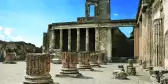 Ancient Roman ruins after the eruption of Vesuvius in Pompeii, Italy