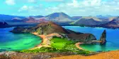 Bartolome Island surrounded by beaches and green glistening waters