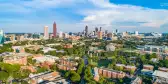 Aerial view of Atlanta Georgia GA Downtown Skyline, USA