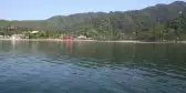 Hiroshima Bay with a background of Itsukushima and it's Torii Gate