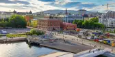 View of Oslo City Hall and harbour in Oslo, Norway