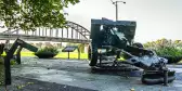 Memorial Place of the Battle of Arnhem with John Frost Bridge in the background