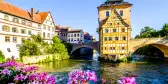 Famous old town hall overlooking the river Regnitz in Bamberg, Germany