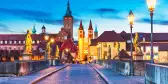 Twilight street view at Würzburg city in Bavaria, Germany