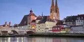 A shot across the river of Regensburg, Bavaria, Germany