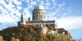 Basilica of Esztergom and surrounding vegetation in Hungary