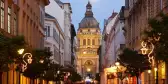 Christmas market in front of St Stephen's Basilica in Budapest, Hungary