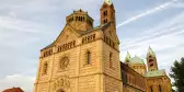 Front exterior of Speyer Cathedral and it's red sandstone architecture, southwest of Germany