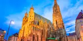 St. Stephen's Cathedral basked in the glow of evening streetlights, Vienna