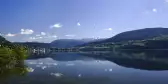 Vangsvatnet Lake reflecting the clear sky in Voss, Norway