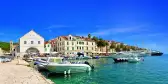 Fishing boats along the coast of Hvar in Croatia