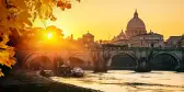 St. Peter's cathedral at sunset in Rome, Italy