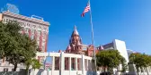 The Dealey Plaza and its surrounding buildings in Downtown Dallas