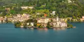 Island San Giulio in the middle of Orta Lake, Italy.