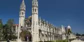 Exterior side view of the Jerónimos Monastery in Lisbon, Portugal