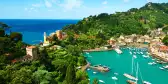 Aerial view of the Portofino Village on the Ligurian Coast of Italy