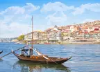 Small wooden boat transporting port wine in Portugal