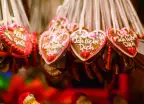 Gingerbread Hearts at German Christmas Market in Nuremberg, Germany