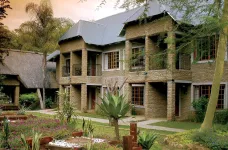 Front gardens and greenery outside of the Hippo Hollow Country Estate, South Africa