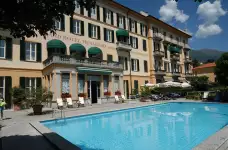 Exterior of Grand Hotel Menaggio with outdoor swimming pool in Italy