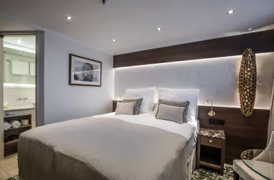 Interior of double bedroom aboard the William Wordsworth ship