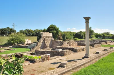 The ruins of the Roman baths at Aquincum city in Budapest, Hungary