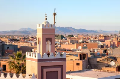 Moorish architecture buildings in Marrakech, Morocco