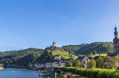 Panorama of Cochem town on the Moselle River in Germany