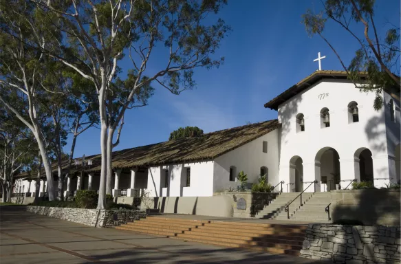 White building with a cross on top, San Luis Obispo De Tolosa, California, USA