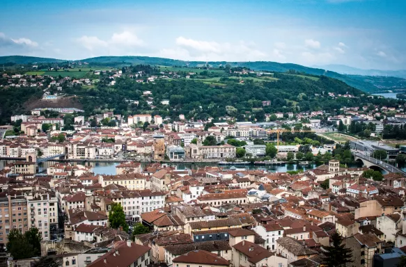 Aerial view of Vienne in Isère, France