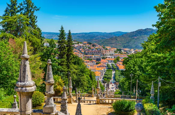 View over Lamego from staircase leading to the church of our lady in Portugal