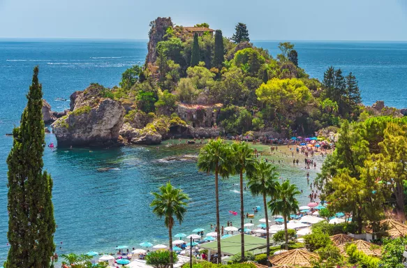 Isola Bella island with lush vegetation in Taormina, Sicily