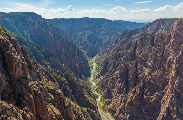 Gunnison river in the depths of Black Canyon of the Gunnison national park, Colorado, USA.