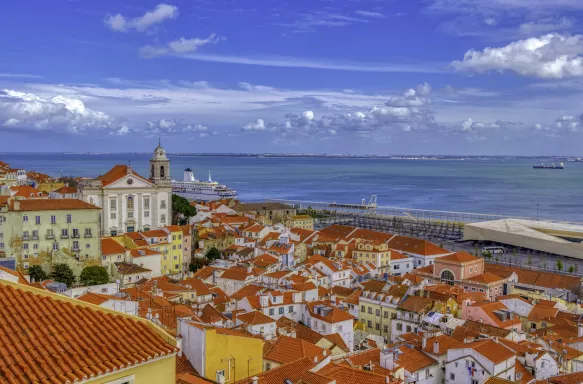 Panoramic view of Alfama district in Lisbon