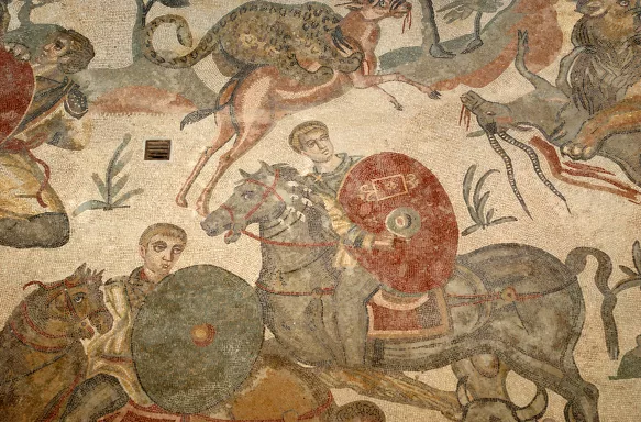 The Great Hunt Mosaic, Roman-British art depicting a hunt on horseback