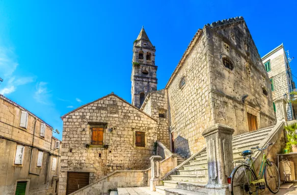 Scenic view at old historic architecture on Island Vis in Croatia